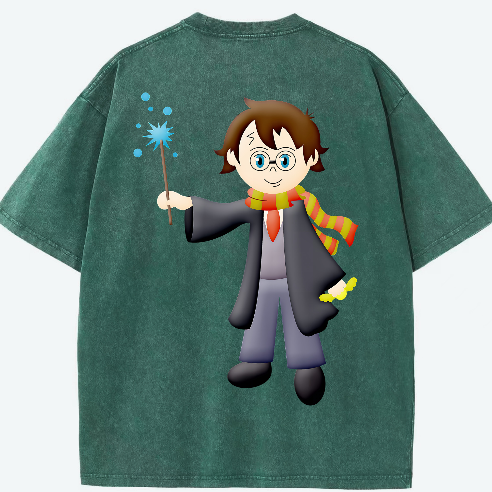 （画像用） Harry Potter ハリー・ポッターシリーズ 綿100% ヴィンテージ風 半袖Tシャツ（背面プリント）